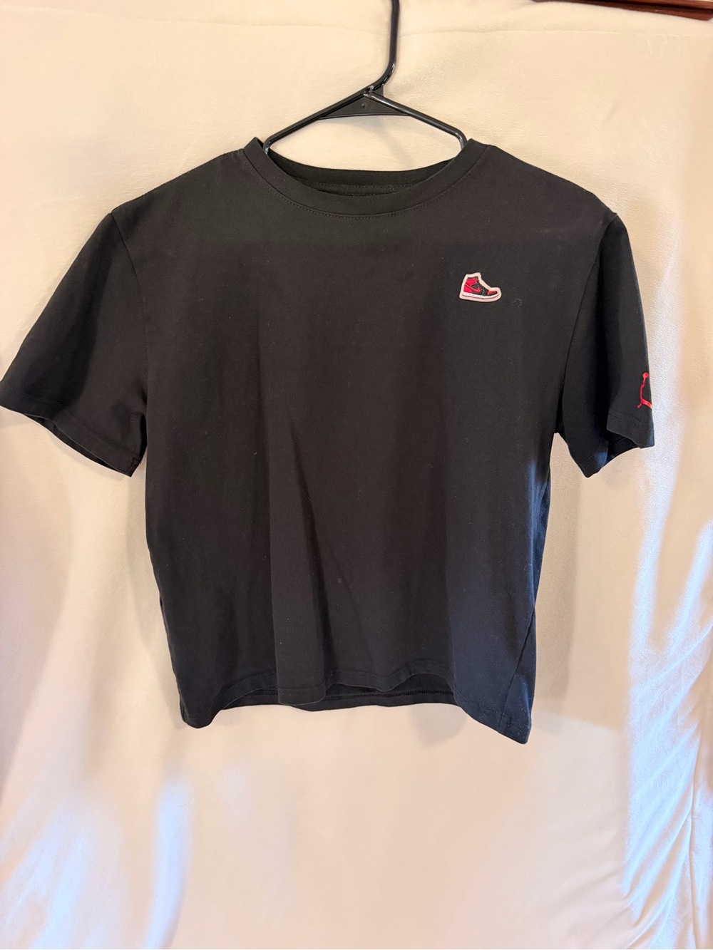 Jordan Kids Black Tee with Red Sneaker Patch